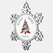 Collage Christmas Tree Schneeflocken Zinn-Ornament (Rechts)