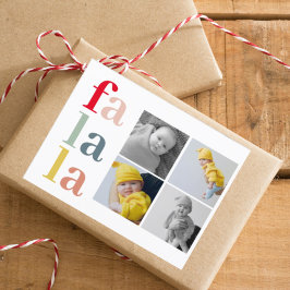 Collage Christmas Vier Fotos | Farbenfrohe Falalal Postkarte