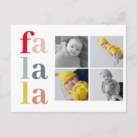 Collage Christmas Vier Fotos | Farbenfrohe Falalal Postkarte (Vorderseite)