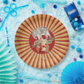 Collage Circus Elephant Vintag Stripe Poster Pappteller (Party)