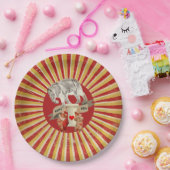 Collage Circus Elephant Vintag Stripe Poster Pappteller (Party)