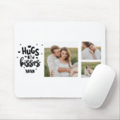 Collage Couple Foto & Hugs and Kisses Phrase Liebe Mousepad (Mit Mouse)