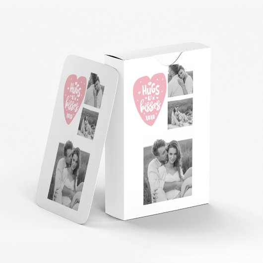 Collage Couple Foto & Hugs and Kisses PInk Herz Spielkarten