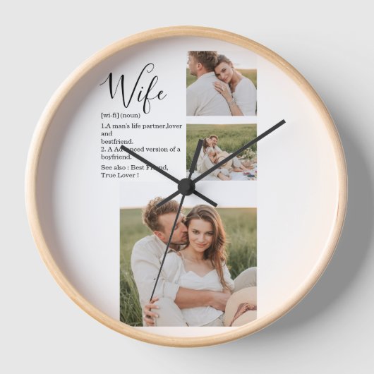 Collage Couple Foto & Lovely Romantic Ehefrau Gift Uhr (Vorderseite)