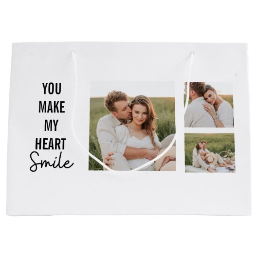 Collage Couple Foto & Lovely Romantic Quote Große Geschenktüte (Vorderseite)