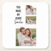 Collage Couple Foto & Lovely Romantic Quote Rechteckiger Pappuntersetzer (Vorderseite)