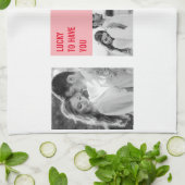 Collage Couple Foto | Moderne Valentingeschenke Geschirrtuch (Gefaltet)