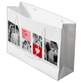 Collage Couple Foto | Moderne Valentingeschenke Große Geschenktüte (Vorderseite Schrägansicht)
