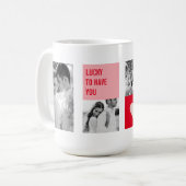 Collage Couple Foto | Moderne Valentingeschenke Kaffeetasse (Vorderseite Links)