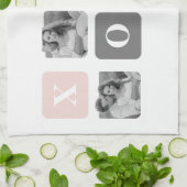 Collage Couple Foto & Pastel Pink & Gray XOXO Geschirrtuch (Gefaltet)