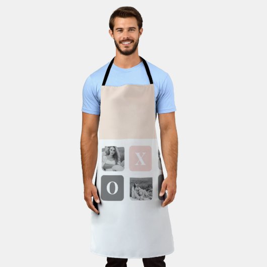 Collage Couple Foto & Pastel Pink & Gray XOXO Schürze (Getragen)