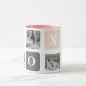 Collage Couple Foto & Pastel Pink & Gray XOXO Tasse (Zentrum)