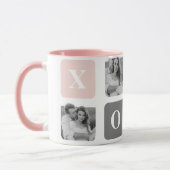 Collage Couple Foto & Pastel Pink & Gray XOXO Tasse (Links)