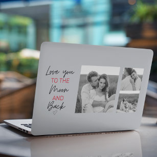 Collage Couple Foto & Romantisches Zitat zum Mond HP Laptop-Aufkleber