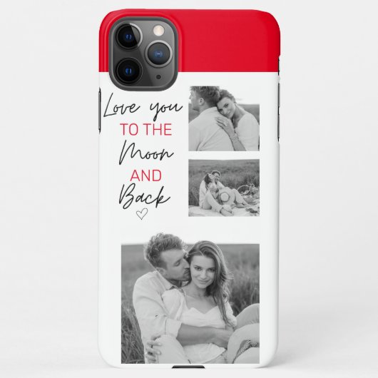 Collage Couple Foto & Romantisches Zitat zum Mond iPhone Hülle (Rückseite)