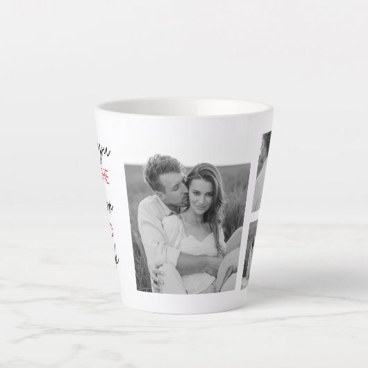 Collage Couple Foto & Romantisches Zitat zum Mond Milchtasse (Vorderseite)