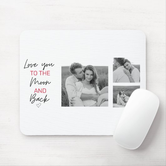 Collage Couple Foto & Romantisches Zitat zum Mond Mousepad (Mit Mouse)