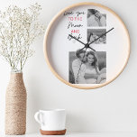 Collage Couple Foto & Romantisches Zitat zum Mond Runde Wanduhr<br><div class="desc">Collage Couple Foto & Romantisches Zitat zum Mond</div>