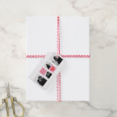 Collage Couple Foto | Valentines Rosa und Rotes He Geschenkanhänger (Mit Garn)