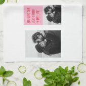 Collage Couple Foto | Valentines Rosa und Rotes He Geschirrtuch (Gefaltet)