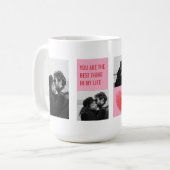 Collage Couple Foto | Valentines Rosa und Rotes He Kaffeetasse (Vorderseite Links)