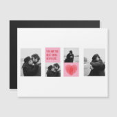 Collage Couple Foto | Valentines Rosa und Rotes He Magnetkarte (Vorne/Hinten)
