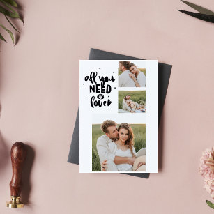 Collage Couple Photo & All You Need Is Love Quote Magnetkarte