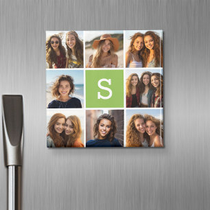 Collage Custom Monogram - Lime Green Magnet