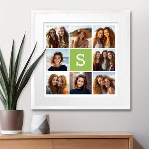 Collage Custom Monogram - Lime Green Poster