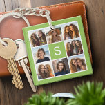 Collage Custom Monogram - Lime Green Schlüsselanhänger<br><div class="desc">Für dieses Design können Sie Instagram-Fotos verwenden. Verwenden Sie 8 quadratische Foto,  um ein einzigartiges und persönliches Geschenk zu kreieren. Oder man behalte den Hipster Welpe und macht einen trendigen Sake. Wenn Sie die Bilder anpassen müssen,  klicken Sie auf das Werkzeug anpassen,  um Änderungen vorzunehmen.</div>