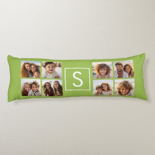 Collage Custom Monogram - Lime Green Seitenschläferkissen (Rückseite)