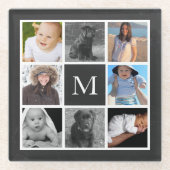 Collage Custom Personalisiert Mit Monogramm Glasuntersetzer (Vorderseite)