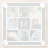 Collage Custom Personalisiert Mit Monogramm Glasuntersetzer (Rückseite)