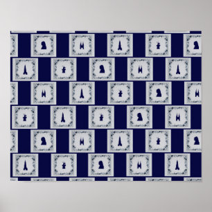 Collage Delft blaue Fliesen Poster