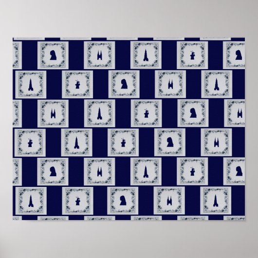Collage Delft blaue Fliesen Poster (Vorne)