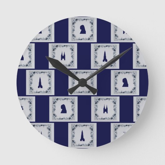 Collage Delft blue tiles Runde Wanduhr (Vorderseite)