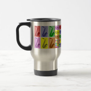 Collage der bunten Saxophone-Fibonacci-Reise-Tasse Reisebecher
