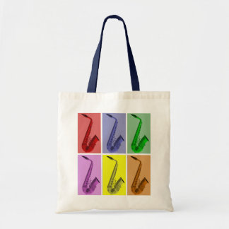 Collage der bunten Saxophones-Muster-Tasche Tragetasche