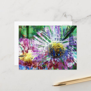Collage der gemischten Media-Blume Postkarte