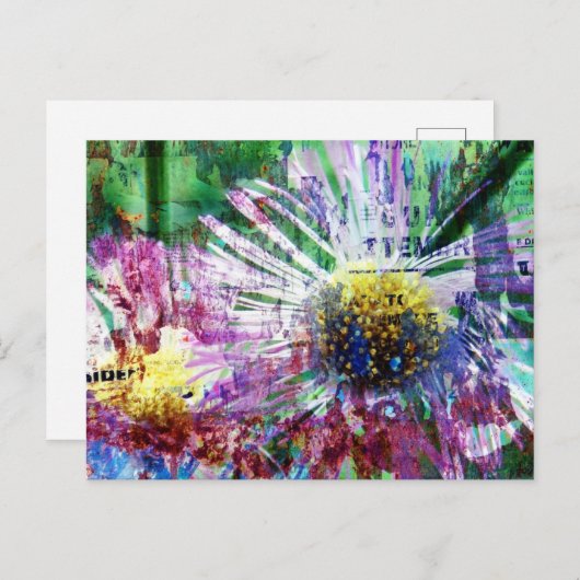 Collage der gemischten Media-Blume Postkarte (Vorne/Hinten)