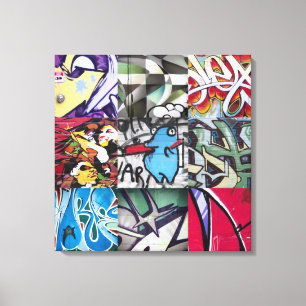 Collage der Graffiti-(Straßen-Kunst) Leinwanddruck