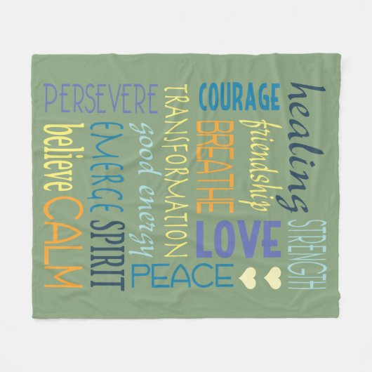 Collage der heilenden Wörter Fleecedecke (Vorderseite (Horizontal))