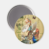 Collage der Vintagen Alice im Wunderland Magnet (Vorderseite/Rückseite)