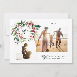 Collage des herkömmlichen Monogram Green Wreath-Fo Feiertagskarte