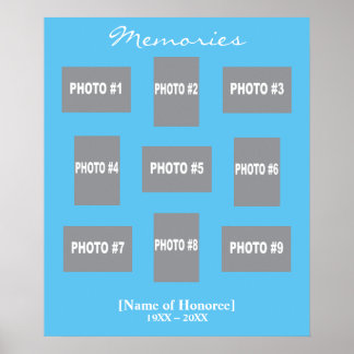 Collage des Memorial-Fotos mit Farbhintergrund Poster