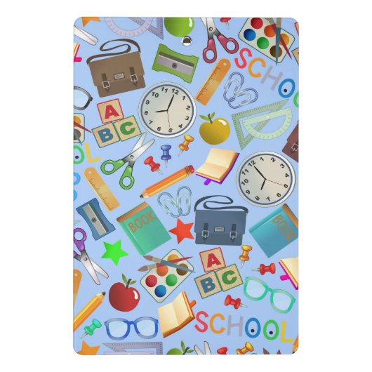 Collage des Schulbedarfs Mini Klemmbrett (Rückseite)