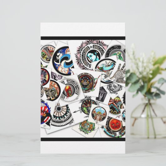 Collage Drawing Briefpapier (Stehend Vorderseite)