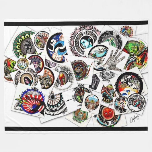 Collage Drawing Fleecedecke (Vorderseite (Horizontal))
