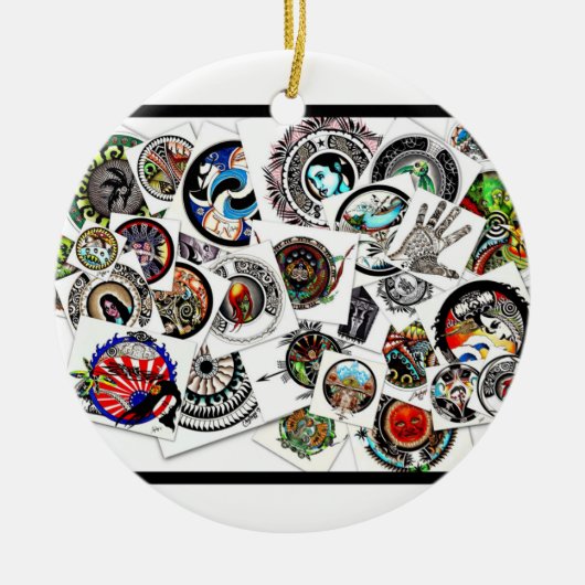 Collage Drawing Keramik Ornament (Vorne)