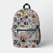 Collage Easy Gray Quilt Look Monogram Bedruckter Rucksack (Vorderseite)